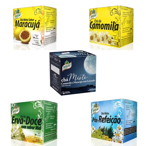 Kit de Chá Misturado - 5 Variedades 10 Sachês Cada