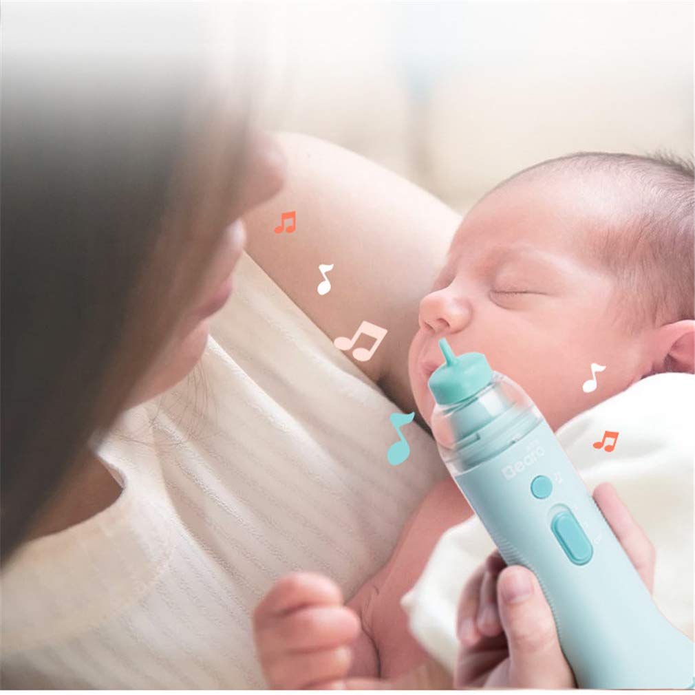 Aspirador Nasal, Portátil Aspirador Nasal Adecuados Succionar La Nariz Eléctrico para Bebé con 4 Boquillas De Succión, para Los Recién Nacidos Lactantes Y Niños Pequeños,Verde