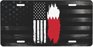 Bahraini American Half Bahrain Half USA Personalized Front Aluminum License Plate Suitable Outdoor Play 6 X 12 in