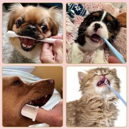 Image of Dog Toothbrush Set,Finger Rubber Toothbrushes /Double Head Pet Tooth Brush /Triple Head Dog Toothbrushes /360º Cat Toothbrush /Multi-Angle Dental Cleaning Brushes Kit for Puppy Kitten Oral Hygiene,8 Pack
