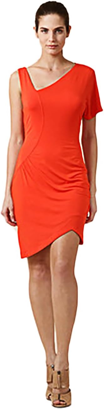 Ali Ro Women's Asymmetric Orange Red Jersey Party Dress
