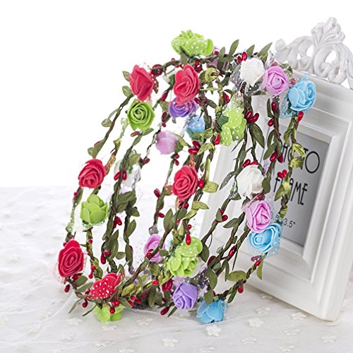 Cfrmall Baby Girl Fashion Bohemian Flower Crown Floral Garland Headbands (D-Mixed Color-7Pcs)