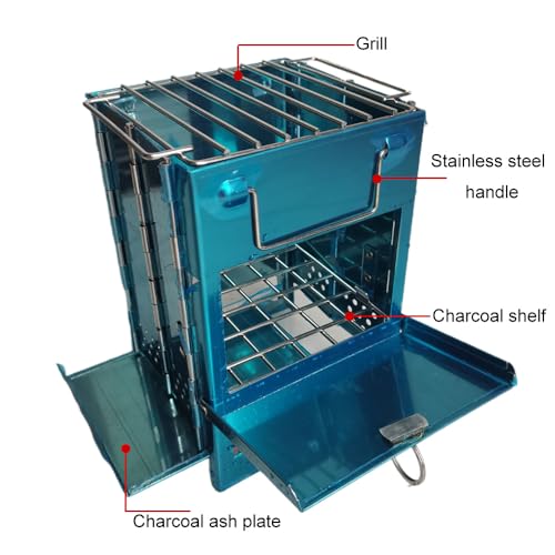 Wood-Burning-Camp-Stove-Camping-Stove-Folding-Camp-Mini-Stove-Rocket-Stove-Folding-Stove-Portable-Backpacking-Stainless-Steel-Light-Folding-Stove-for-Outdoor-Tent-Camping-Picnic-BBQ