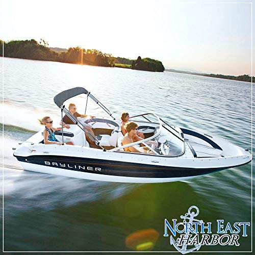 North East Harbor 3 Bow Boat Bimini Top Cover Gray with Rear Support