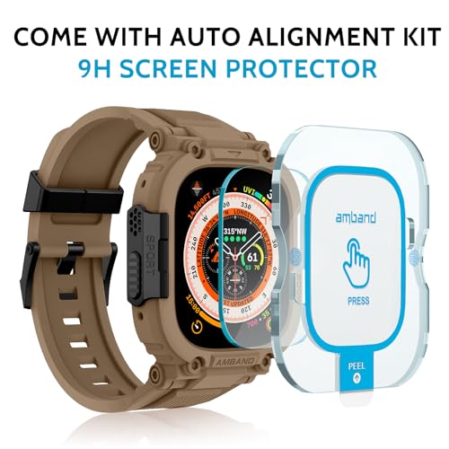 Image of amBand for Apple Watch Ultra 3 /2 /1 Screen Protector, M1 Sport Series Tough Case Fits iPhone Ultra Watch Bands 49mm, Outdoor Activities Essential Full Body Protection for Hiking Cycling - Desert Tan