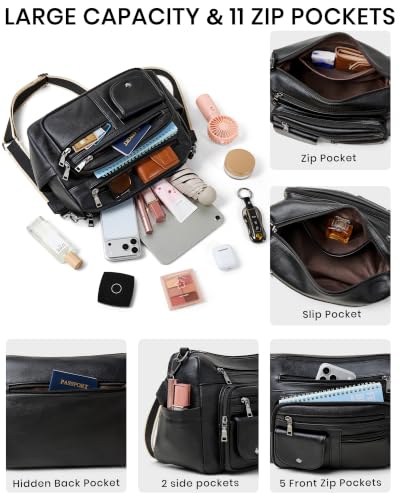 Image of Bluome Vegan Leather Crossbody Purse for women Multi Pocket Crossbody Bag Messenger Bag Travel Purse Handbag Shoulder