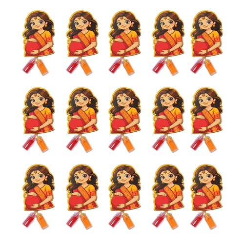 Image of CraftVatika Baby shower Haldi Kumkum Return Gifts in Bulk Festive Decor, Pasupu Haldi Bottle Mom To Be Cutout, Thamboolam Return Gifts for Wedding Pooja, Navratri Gift for Family and Friends (15 Pcs)