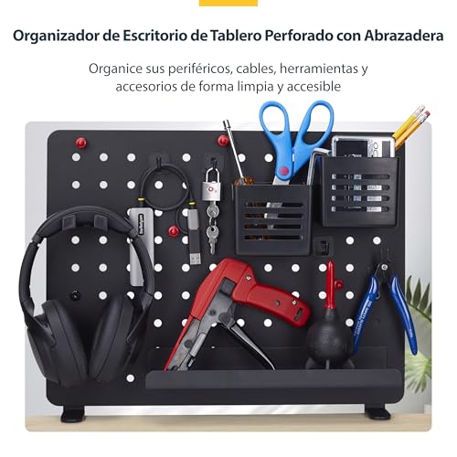 Tablero perforado de sobremesa negro compatible con mesas de 9 a 60mm de espesor 3