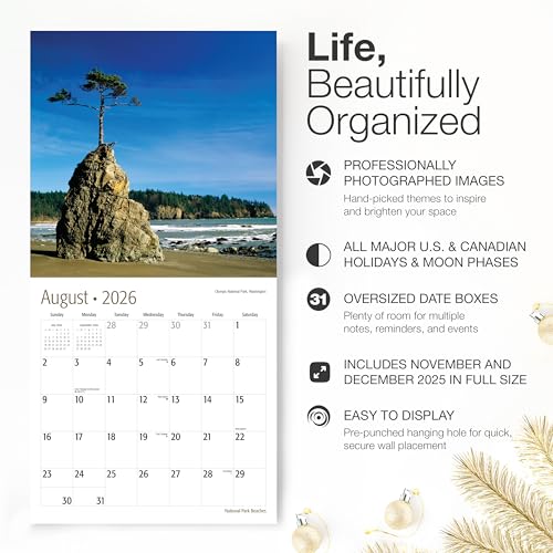 Image of RED EMBER National Park Beaches 2026 Wall Calendar 12 Month | 12 inch x 24 inch Open | Thick & Sturdy Paper | Giftable | Nature Calendar 2026