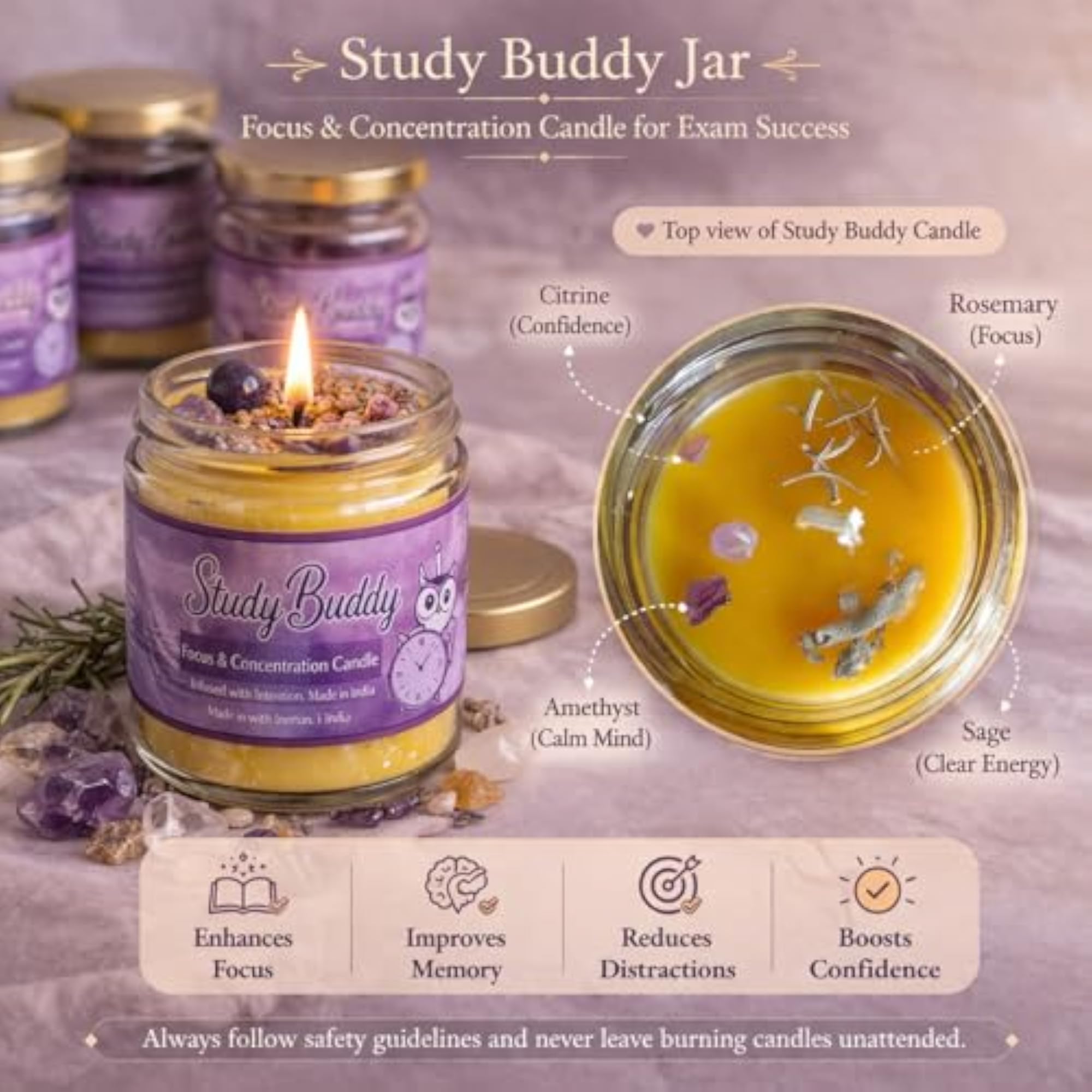 Study Buddy Jar Candle | Focus Concentration & Memory Boost