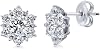 BERRICLE Sterling Silver RoseYellow Gold Flashed CZ SmallLarge Stud Earrings for Women, Trendy Minimalist Simulated Diamond Cubic Zirconia Earrings - Statement Halo, Art Deco, Flower Designs