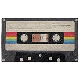 Fisura - Zerbino moderno in cocco con fondo antiscivolo in PVC. Zerbino originale dipinto a mano. Dimensioni: 70 cm x 40 cm. (Cassetta, marrone)