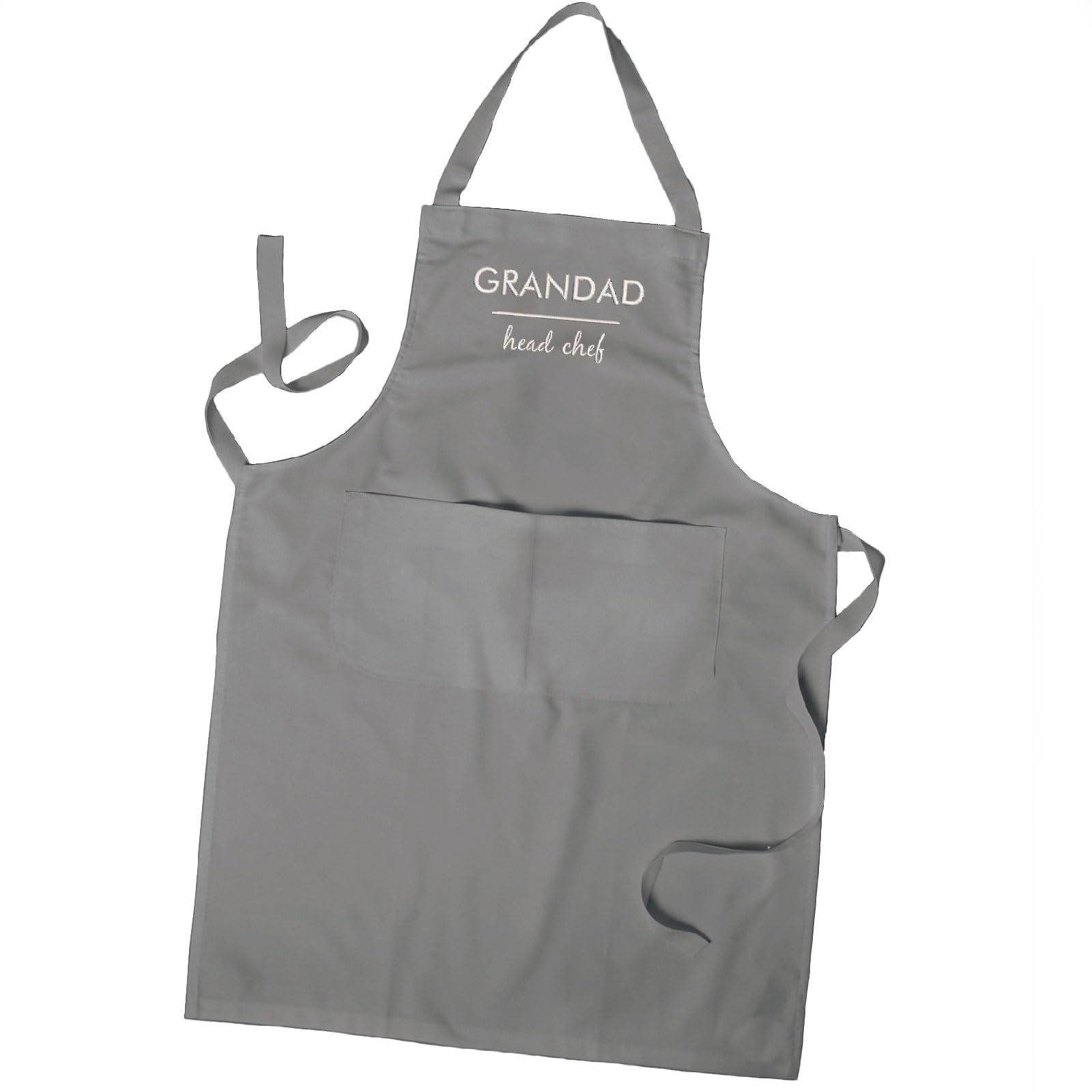 Personalised Embroidered Apron, Cooking Head Chef Apron Unisex Apron With Pockets (Grey)