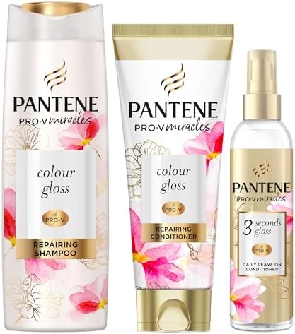 Pantene Colour Shampoo And Conditioner Set + Leave-In Conditioner Spray With Biotin and Niacinamide, Transform Damaged Coloured Hair From Dull To Glossy In 1 Use, 400/275 / 145ml