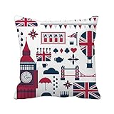 Classification : oreiller DIYthinker Tour Bus Royaume-Uni Angleterre Big Ben Landmark Place Coussin Oreiller de Insert Cover Accueil Canapé Décor Cadeau 40 X 40Cm Multicolor