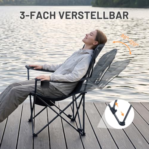 TIMBER RIDGE Campingstuhl Faltbar 180KG Rückenverstellbar in 3 Positionen – Ansicht 3