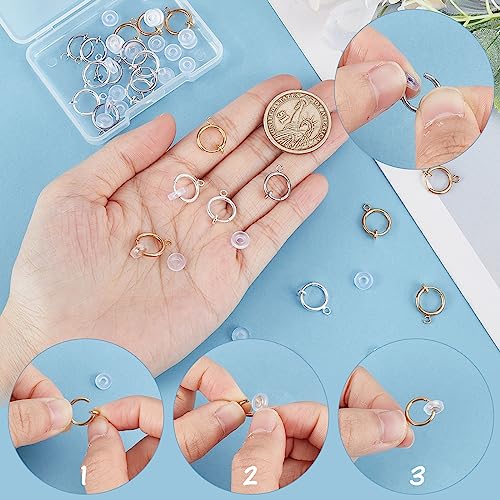 SUNNYCLUE 1 Box 30Pcs Clip on Earring Converters Brass Earrings Components Huggie Hooks with Open Loops Silicone Pads Clips for jewellery Making Non-Pierced Ears DIY Backs Findings - Image 3