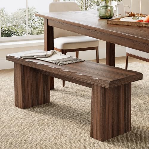 LITTLE TREE 47-Inch Wooden Entryway Bench, Farmhouse Dining Bench with Sturdy Frame for Dining Room, Bedroom, Living Room Hallway Kitchen, Easy Assembly (Mahogany) by LITTLE TREE - Used condition - US$81.12