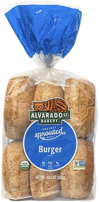 Alvarado St. Bakery Sprouted Wheat Burger Buns (Pack of 6)