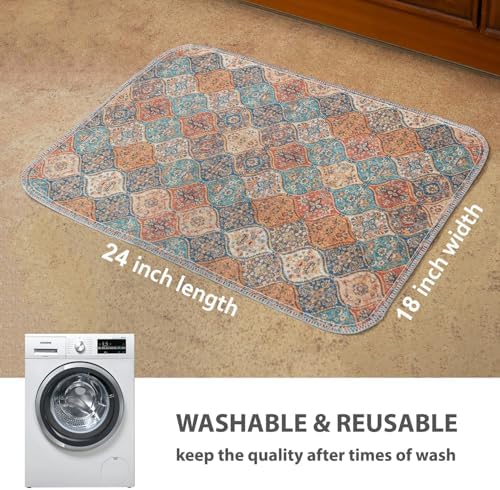 nunubaby Washable Pee Pads for Dogs, Stylish, Non-Slip and Leak-Proof Pee Mat. Ultra-Absorbent Reusable Potty pad for Crates and Floors.(Cream/Multi, 18" x24" ) - 3