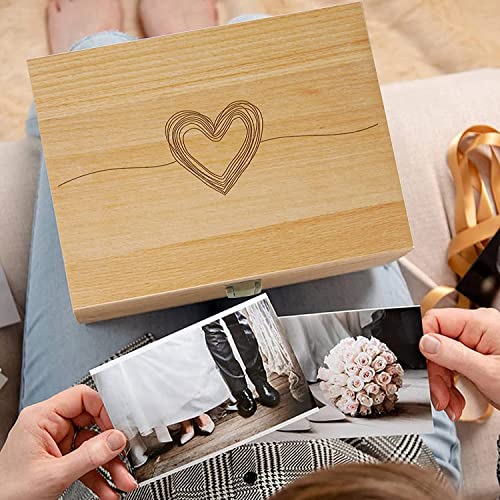 Wiaee Heart Laser Cut Wood Keepsake Box, Memory Box for Keepsakes Large by Wiaee - Image 5