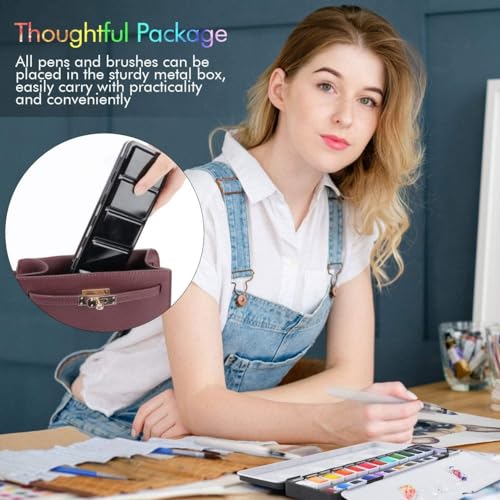 RATEL Aquarellfarben Set Aquarell Malkasten Inklusive 24 Farben Festes Pigment + 1 Hookline-Stifte + 2 Wassertankpinsel +1 Schwamm - wasserlöslich und gut mischbar Aquarell-Farben-Set