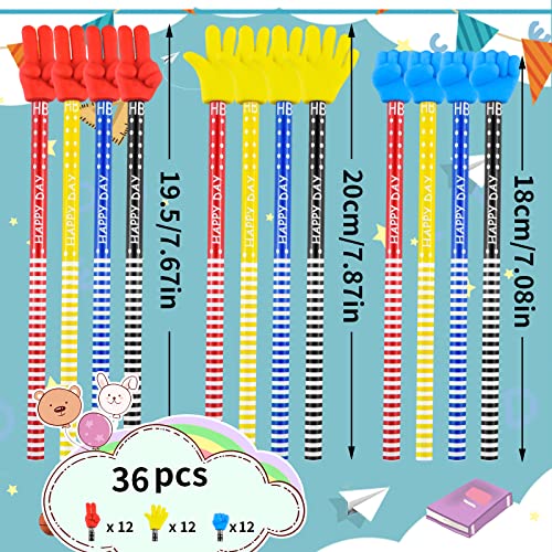 Etmact 36 Pack Rock Paper Scissors Pencil With Erasers, Fun Pencil Eraser Topper, Novelty Dot & Stripe Erasers Pencils, Wood Funny Pencil Kids Pencils Bulk For Kids School Classroom Supplies #TOP1