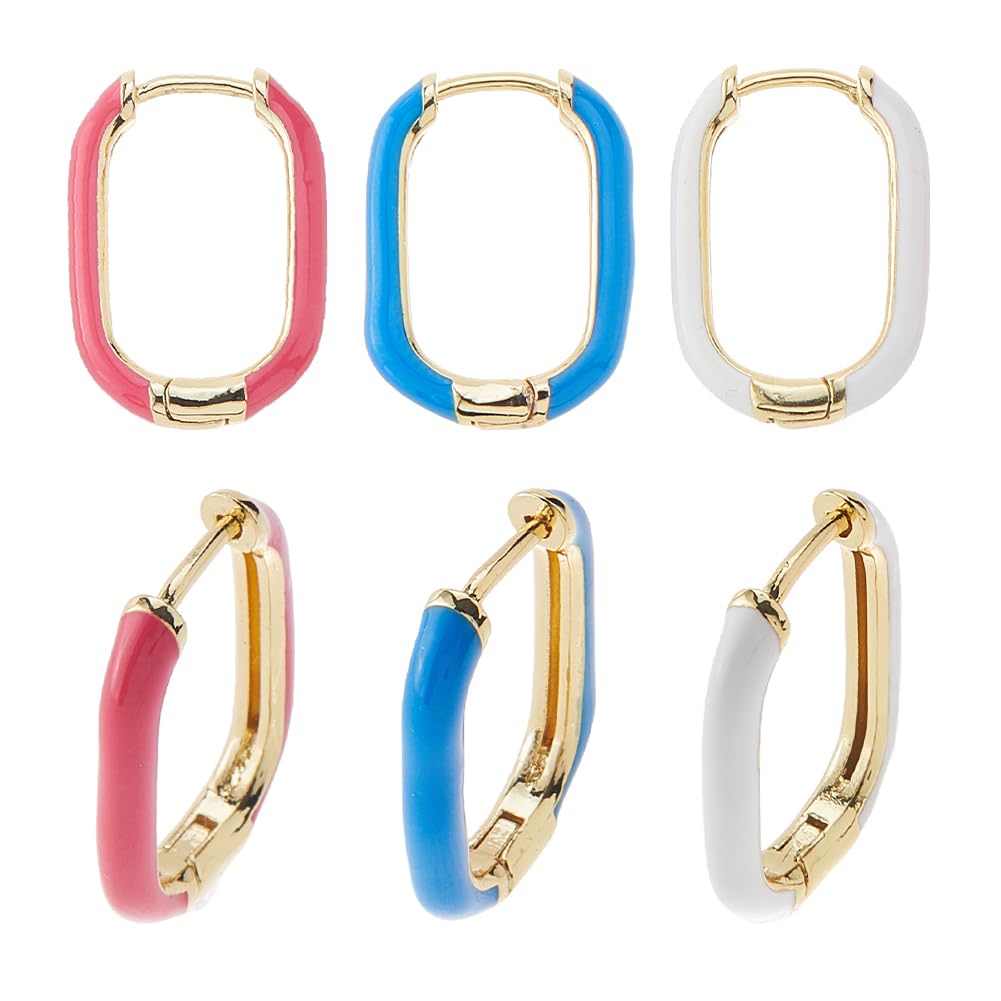 Boucles d'oreilles créoles rectangulaires en émail pour changer de style sans effort