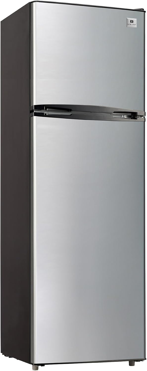 ARCTIC CHEF 10.0 Refrigerator/Freezer-Reversible Door-Frost Free-Transparent Crisper-Adjustable Glass Shelves-PLATINUM, 10 cu ft