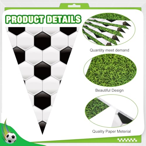 Image of Jetec 5 Pcs 49 ft Soccer Party Decorations Pennant Banner Theme Triangle Flags Garland Bunting Banner for Soccer Fans Outdoor Indoor Home Sport Birthday Party Decorations Supplies