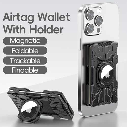 Minimalist Mens Wallet RFID Blocking - Slim Metal Wallet With Airtag Holder - Compact Credit Card Holder Mini Size, Metal, Carbon Fiber (Black)2