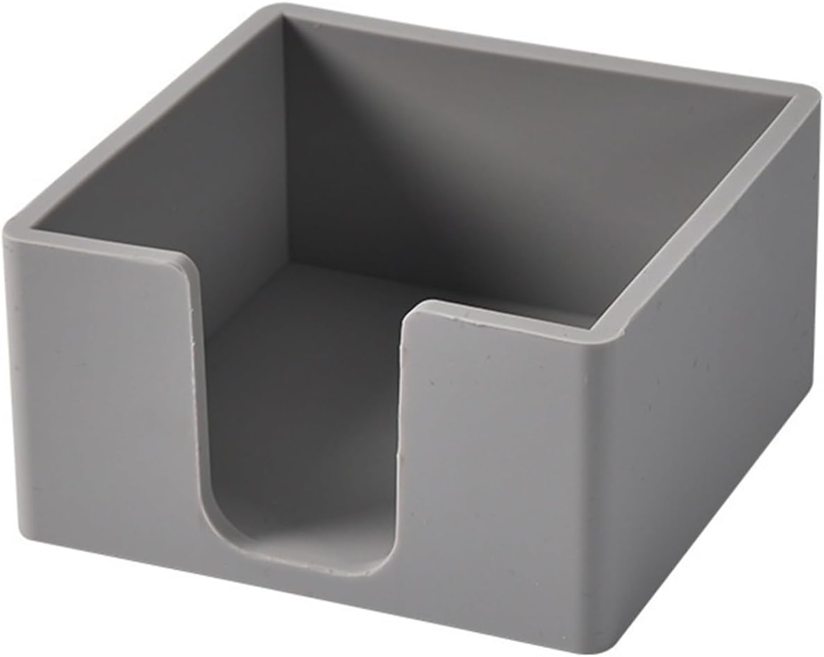 5pcs Silicone Sticky Note Holder Square Desk Organizer for Notes & Clips | Stackable, minimalist storage box for sticky notes, paper clips, and small desk supplies.(Gray)