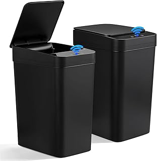 2er Set Automatischer Mülleimer mit Sensor (15L & 12L) – Mülleimer Bad mit Deckel, Intelligente, Leise und Wasserdichte Abfallbehälter für Küche, Bad, Büro und Schlafzimmer mit 3 Öffnungsmodi