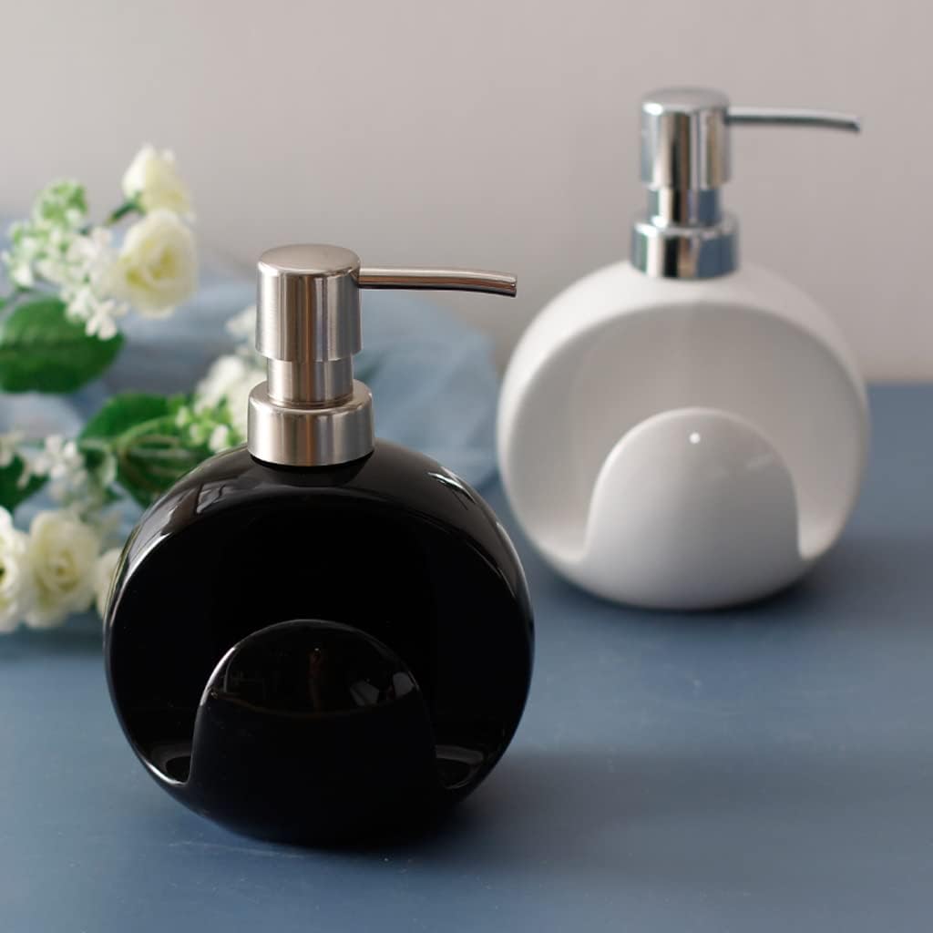Pump Bottle Dispenser,Lotion Pump Bottles,380ml Ceramic Soap Dispenser, Bathroom Kitchen Soap Dispenser, Hotel Bottled Soap Dispenser, Suitableffor All Kinds Of Liquids Liquid Soap Dispenser(Black)