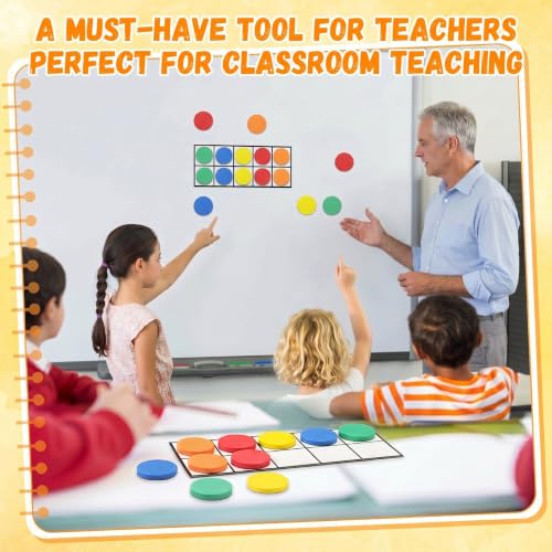 Teyva Daily 100 Set Bulk Magnetic Ten Frame for Classroom Foam Ten Frame Math Manipulatives with Colorful Counters Addition Subtraction Toys for Kindergarten Preschool 1st Grade Learning Tools (Black) - Image 5