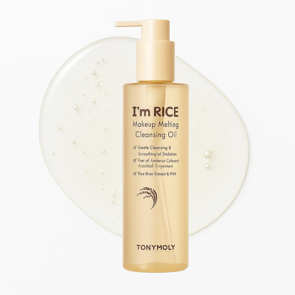 TONYMOLY I’m Rice Makeup Melting Cleansing Oil – 215ml | Gentle Cleanser for Sensitive Skin | Removes Makeup & Impurities | Rice Bran Oil + PHA | Non-Comedogenic, Fragrance-Free, Korean Skincare