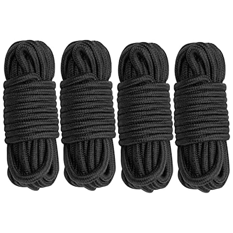 Cosymate Soft Cotton Rope Binding Rope All Purpose Thick Cotton Twisted Knot Tying Rope, 8mm Diameter, 5m Long, Pack of 4, Black Cover