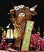 Nacome Highland Cow Garden Statue for Decor: Outdoor Sculpture with Solar Lantern and Welcome Sign for Outside Ornament Yard Art Lawn Porch Patio Balcony - Birthday Gifts for Women Mom(Brown)