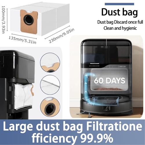 Replacement Parts Compatible with eufy Omni C20 Serie Robot Vacuum Cleaner Accessories, 2 Main Brush, 4 Side Brushes, 4 HEPA Filters,4 Mop Pads, 4 Dust Bags 20 Piece Repair Kit