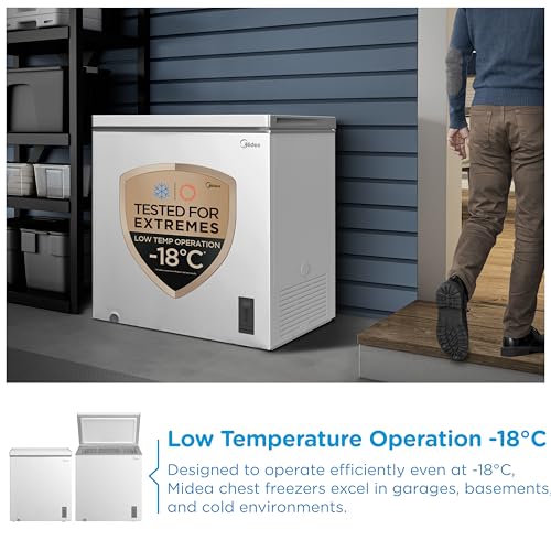 Midea MDRC284FZE01 198L Chest Freezer, Refrigeration And Freezer Conversion, Fast Freeze, Inverter Compressor, 9Kg/24H Freezing Capacity, Suitable For Outbuildings/Garages/Sheds, White - 3