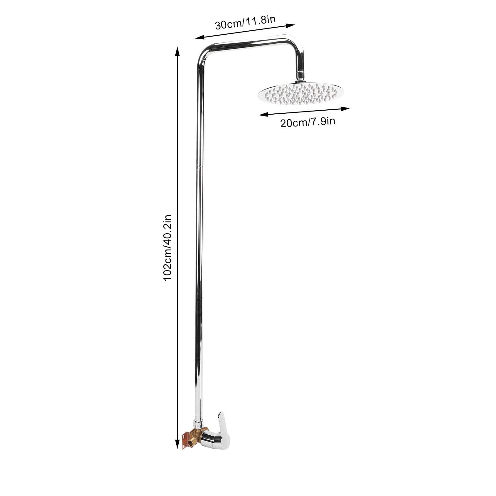 Kit de Ducha Exterior, Cabezal de Ducha Tipo Lluvia de Acero Inoxidable 304 con Acabado Galvanizado, para Patio, Piscina y Playa