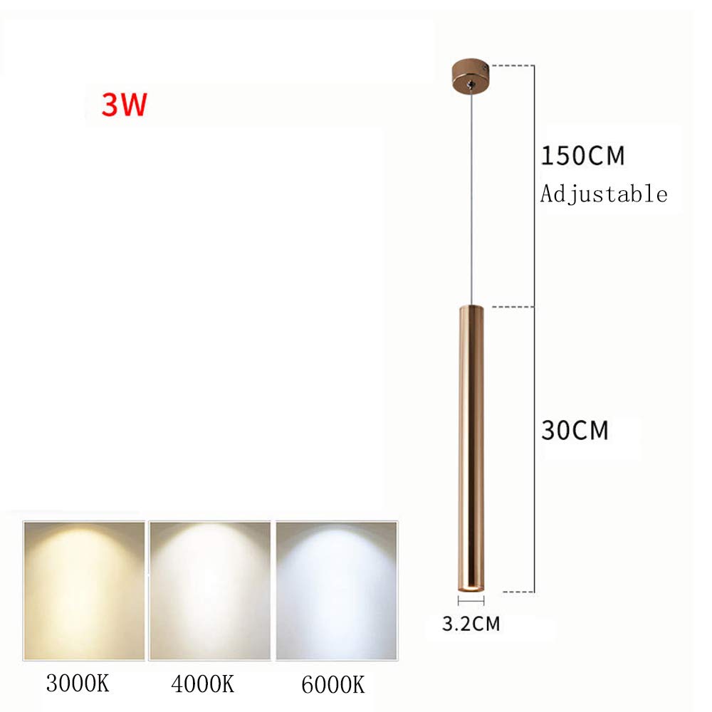 Lampada a sospensione moderna a LED creativa Bancone bar dorato Faretto cilindrico Lampada da soffitto a sospensione a tubo lungo Lampadario regolabile in altezza per illuminazione-Neutral Light-4000k