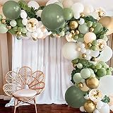 Sage Green Blush Eucalyptus Balloon Garland Kit, 131 Pcs Sage Green Blush Balloons with Artificial E