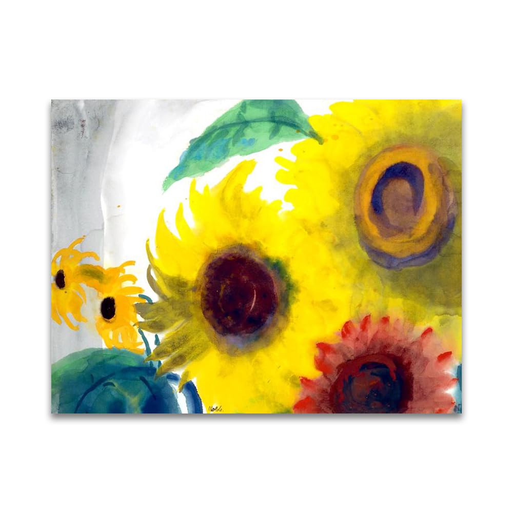 LZ6J8C9 Emil Nolde《Red Sunflowers》Famous Canvas Painting Reproductions.(65x85cm(25.6x33.5in)/Frameless)