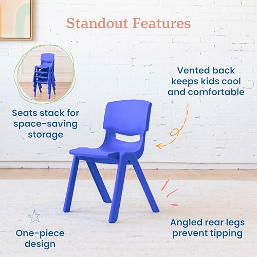 Image of ECR4Kids 14in Plastic School Stack Chair, Classroom Furniture, Blue, 4-Pack
