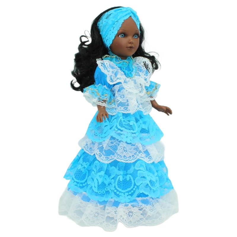 FOLK Muñeca Mari's mulata Yemaya Vidal Rojas Dolls Original 41 cm. colección Vestido religioso santera. Fabricada en España Artesanía