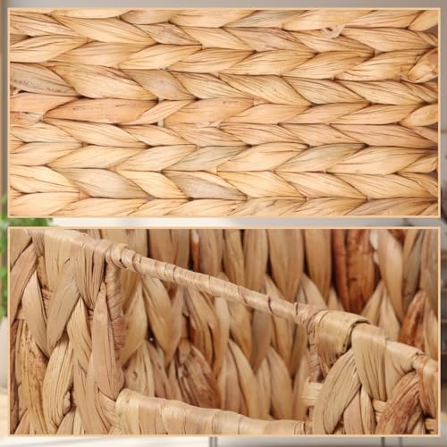 Cesta de jacinto de agua artesanal con acabados de madera aut&eacute;ntica 6