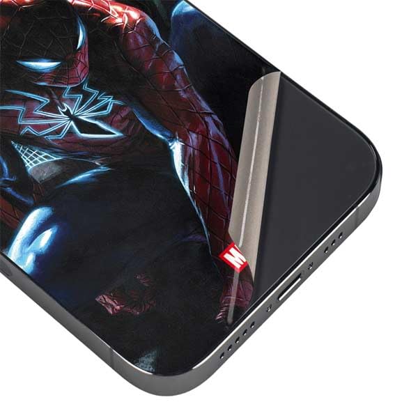 Skinit Decal Phone Skin Compatible with iPhone 16 Pro Max - Officially Licensed Marvel Spiderman New Suit Spiderman Design