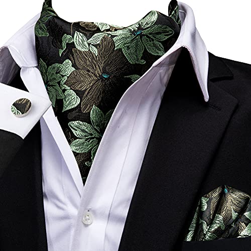 Image of Dubulle Paisley Floral Ascot for Men Self Tie Mens Cravat and Pocket Square Cufflinks Wedding