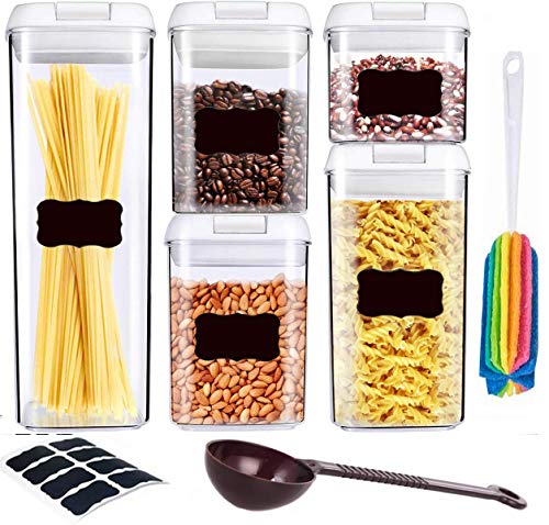 Juego de recipientes herméticos  Recipientes de almacenamiento de cereales  sin BPA  Recipientes transparentes 5 juegos